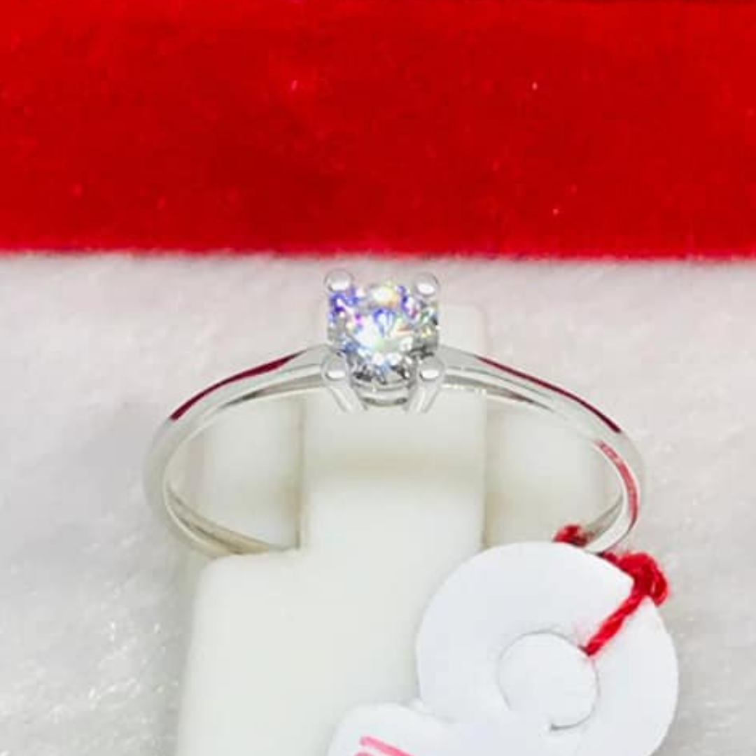 Dainty White Gold Engagement Ring 18K