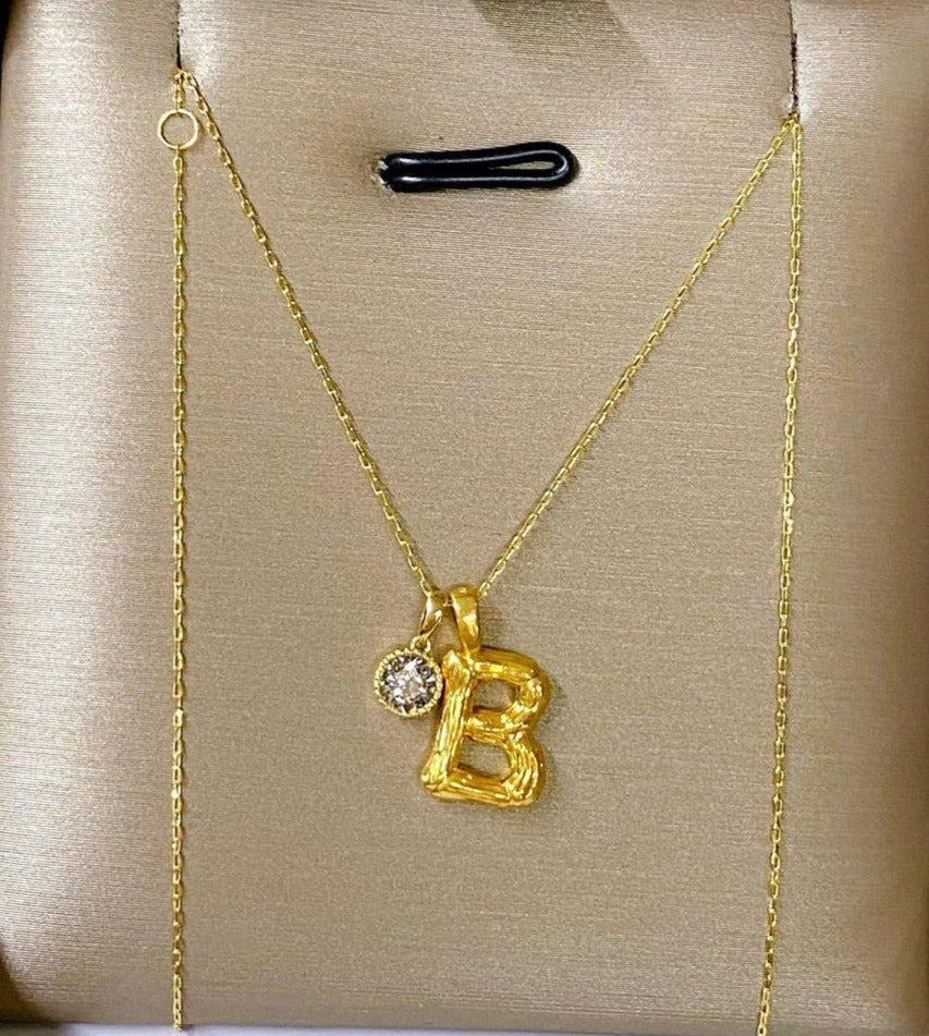 A-Z Letter Diamond Necklace 18K Gold