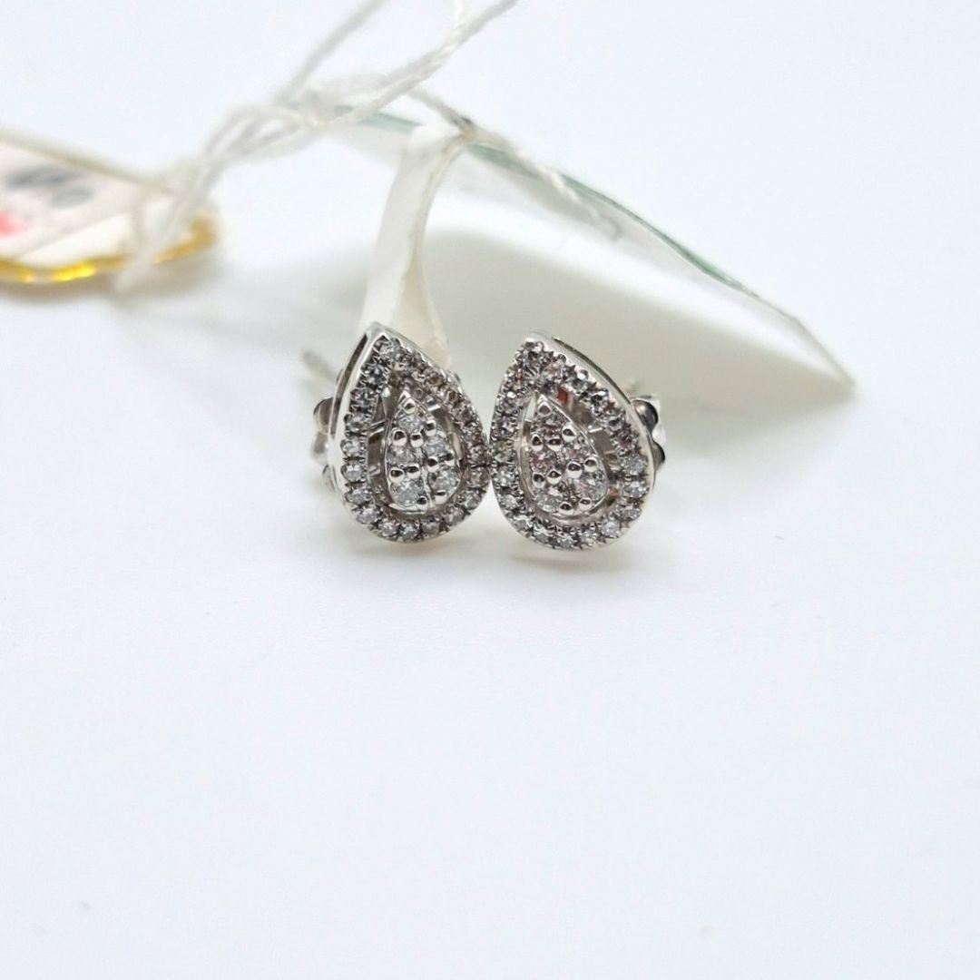 .20 CT Mini Pear Illusion Diamond Stud Earrings 14K White Gold