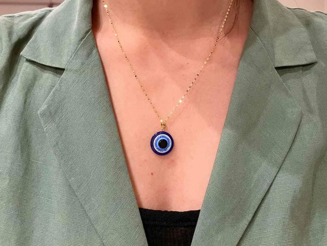 Evil eye necklace store 18k gold