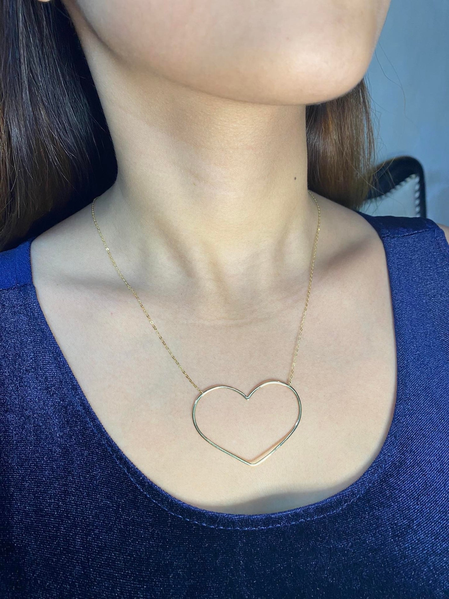 Emily in Paris Large Open Heart Necklace 18K Gold