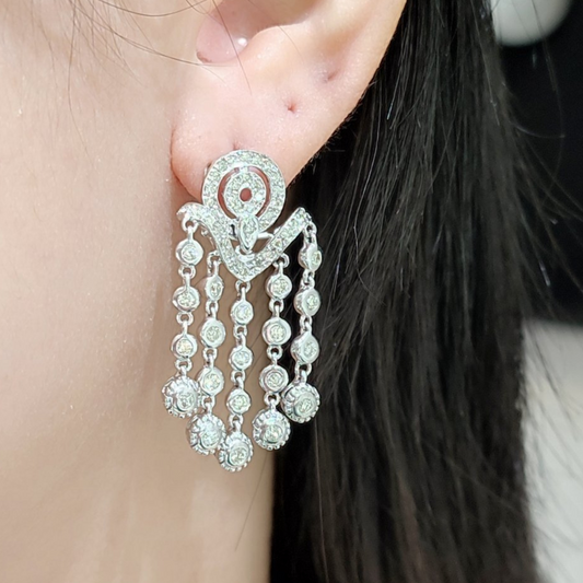 3.0 CT Chandelier Diamond Earrings 14K White Gold