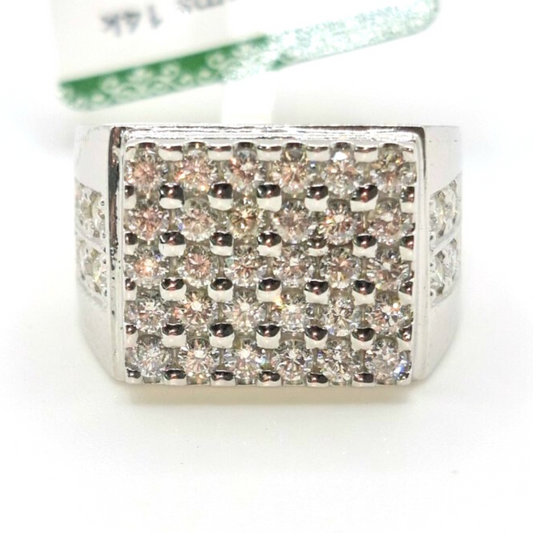 3.0ctw Diamond  Geometric Men's Ring 14K White Gold