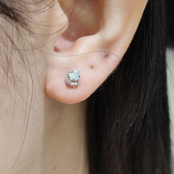 CTW Stud Diamond Earrings 14K White Gold