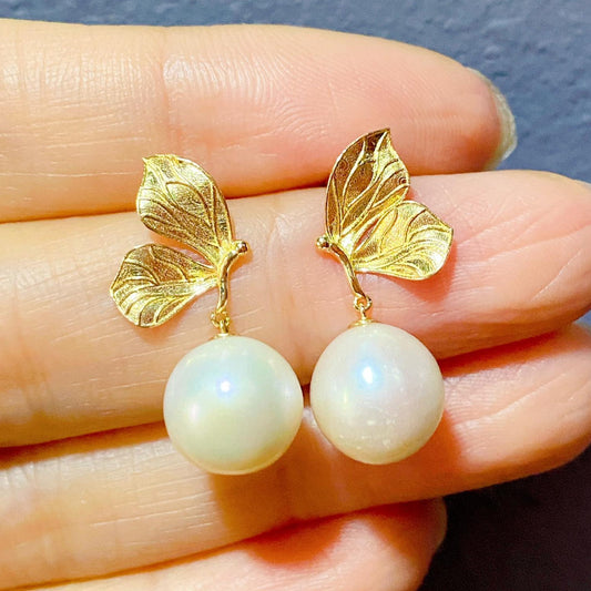 Fairy Freshwater Pearl Dangling Earrings 18K Gold