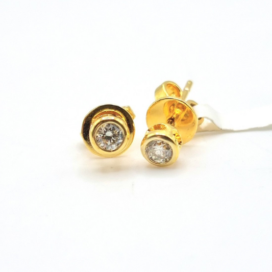 0.35 CTW Diamond Bezel Stud Earrings 14K Yellow Gold