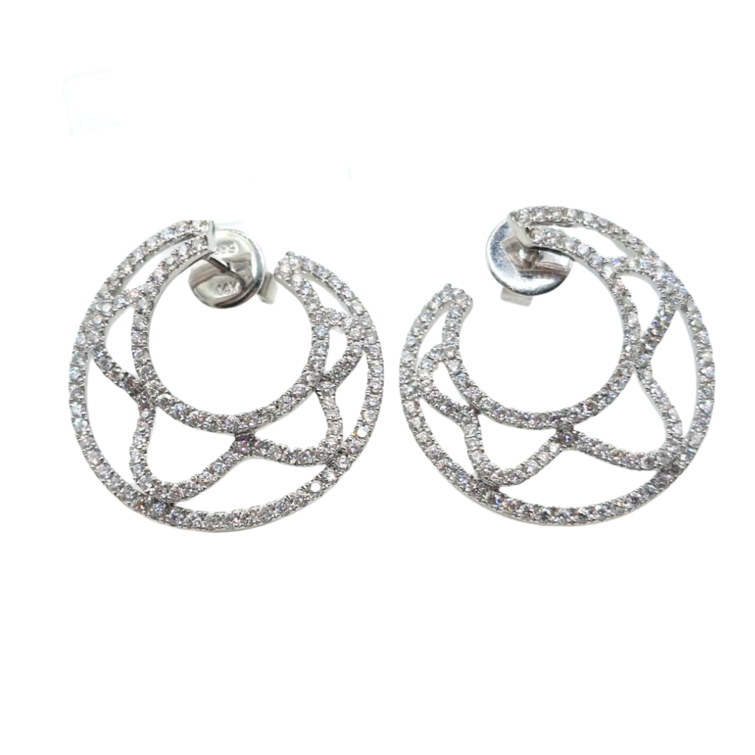 4.0 CT Side Hoop Diamond Earrings 18K White Gold