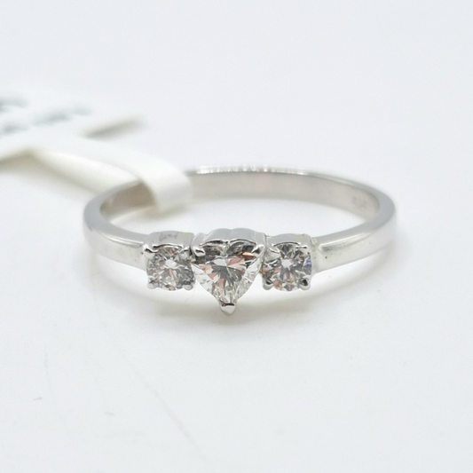 .40ctw Heart-Round Trio Diamond Engagement Ring 14K White Gold