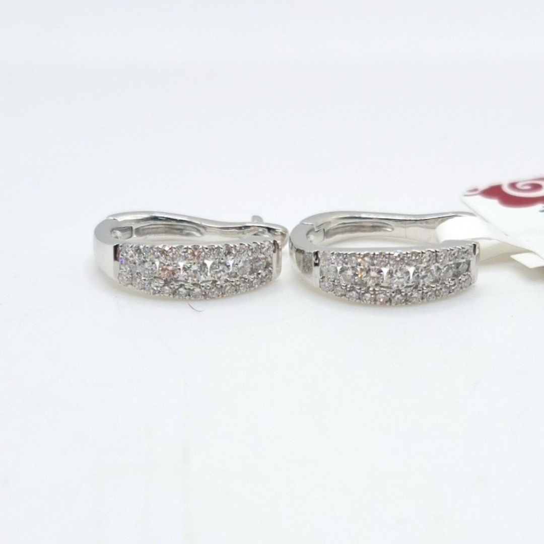 .60 CT Creole Diamond Earrings 18K White Gold