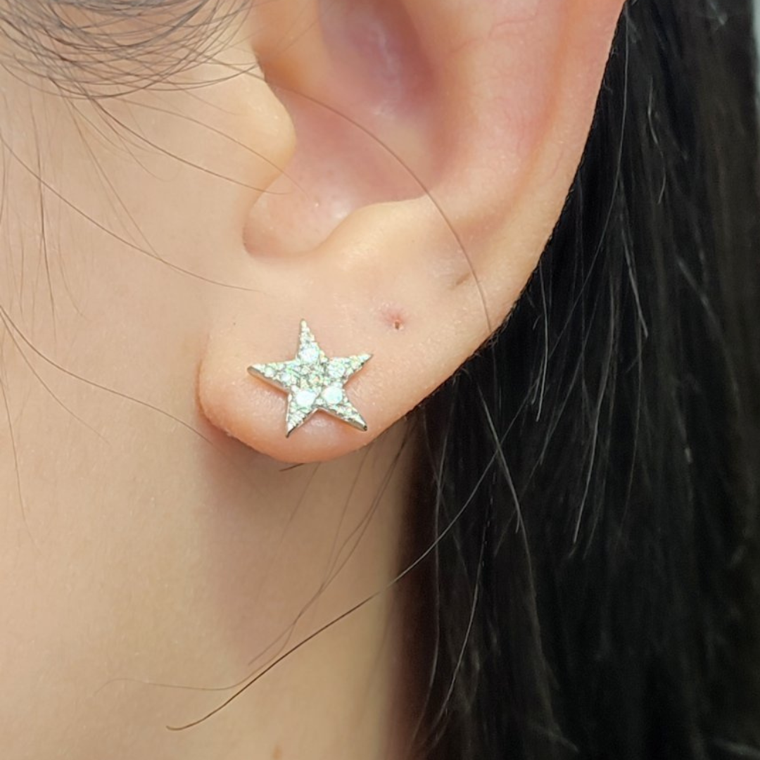 .60 CT Star Diamond Earrings 18K White Gold