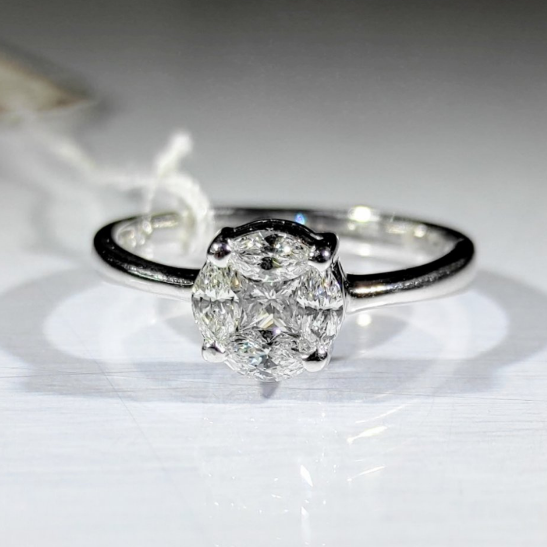 .60ct Pie Cut Diamond Engagement Ring 14K White Gold