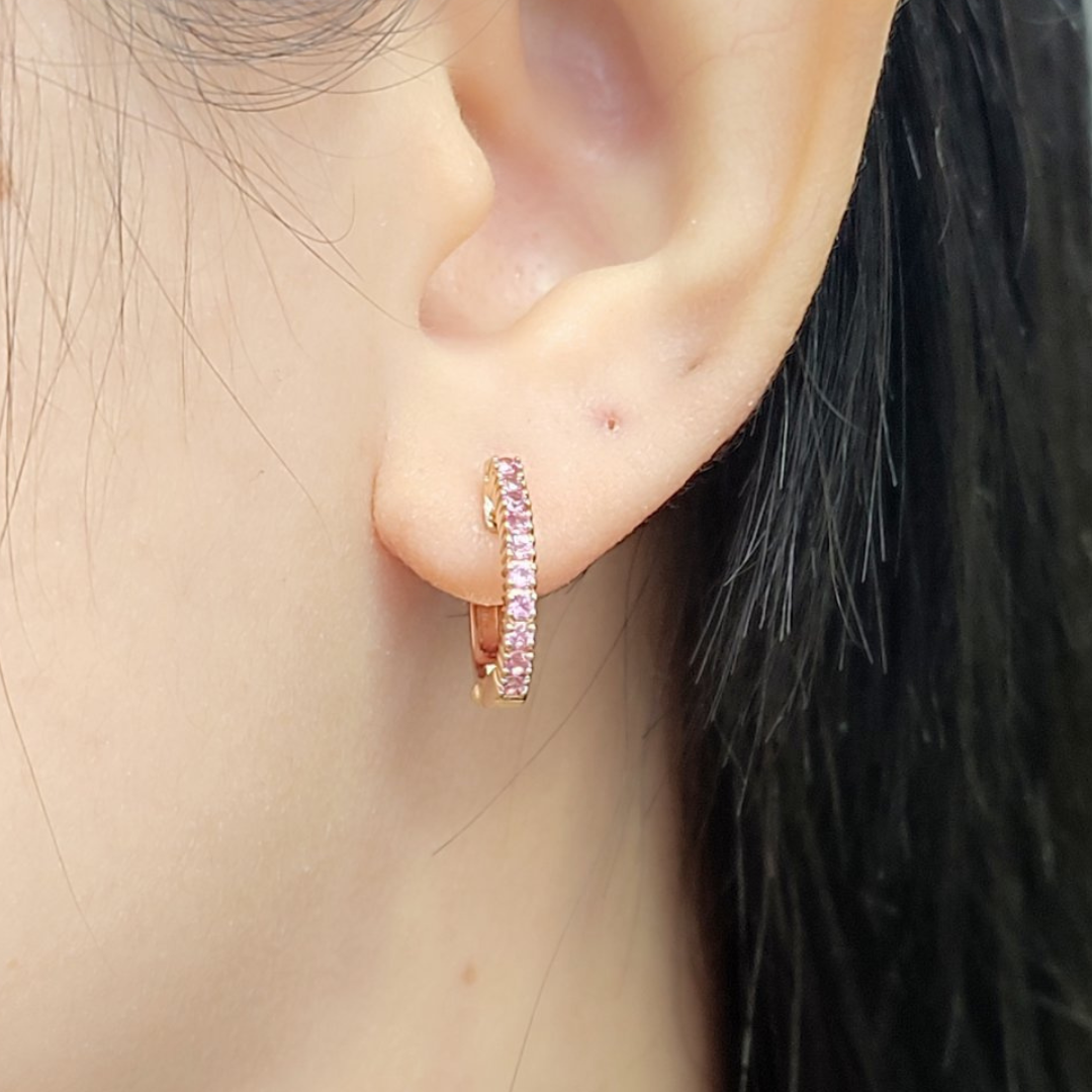 .70 CT Pink Sapphire Creole Earrings 18K RoseGold