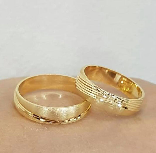 ARISTO 18K Gold Wedding Bands, Couple Rings, Solid - ZNZ Jewelry Philippines