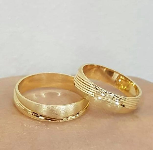 ARISTO 18K Gold Wedding Bands, Couple Rings, Solid – ZNZ Jewelry