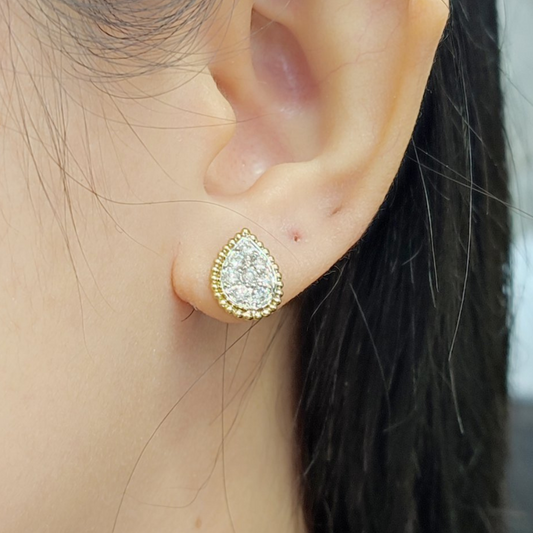 .80 CT Pear Diamond Earrings 18K Yellow Gold