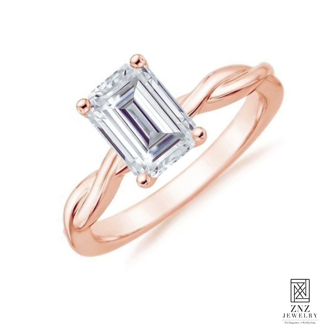 Eve Emerald Cut Engagement Ring Gold