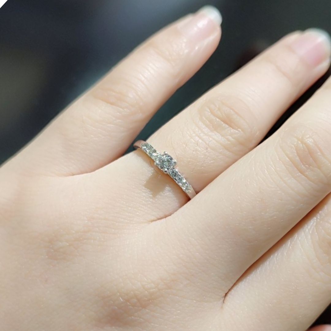 CRYSTAL .28ctw Diamond Engagement Ring 14K White Gold