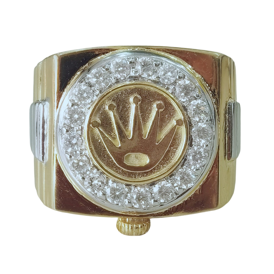 Crown Diamond Men's Ring 14K Gold