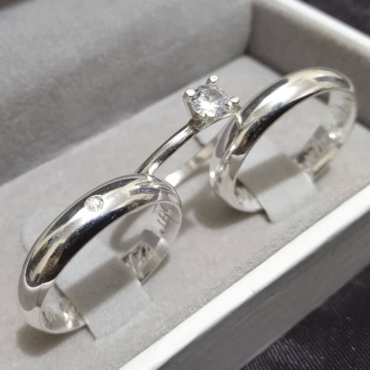 Marinella Trio Engagement Ring with Wedding Band