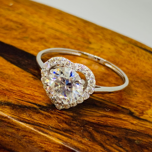 Heart Moissanite Halo Engagement/Women's Ring 18K White Gold