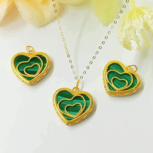 Green Heart Women’s Necklace 18K Gold