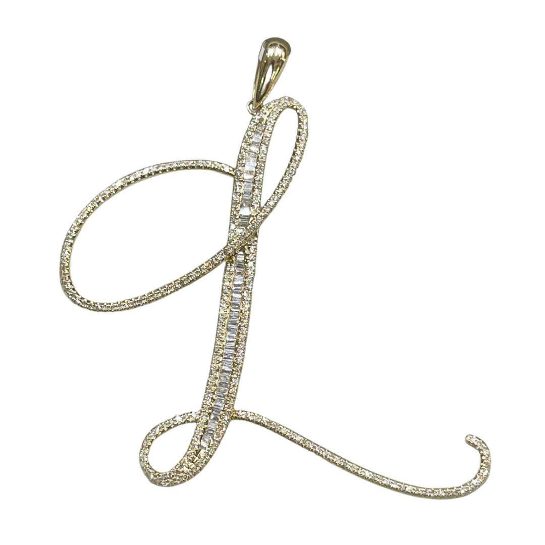 L Diamond Letter L Diamond Pendant 14K White Gold – ZNZ Jewelry Affordagold