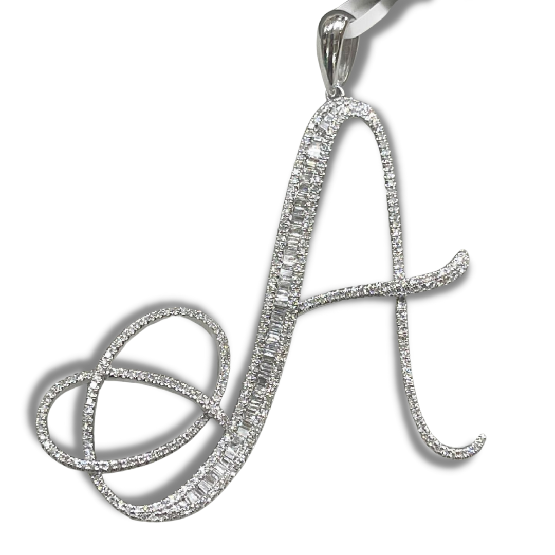 Letter A Diamond Pendant 14K White Gold – ZNZ Jewelry Affordagold