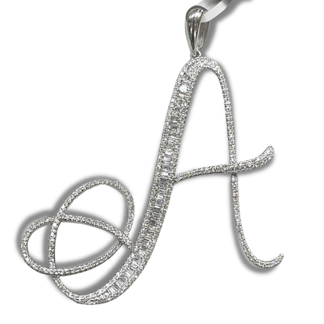 Letter a 2025 diamond pendant