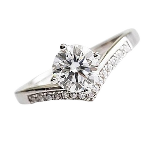 1 carat Moissanite Paved Engagement Ring. High Quality Engagement Ring.  Sterling Silver Promise Ring.