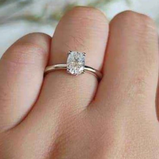 1 carat  Oval Moissanite Paved Engagement Ring. High Quality Engagement Ring.  Sterling Silver Promise Ring.