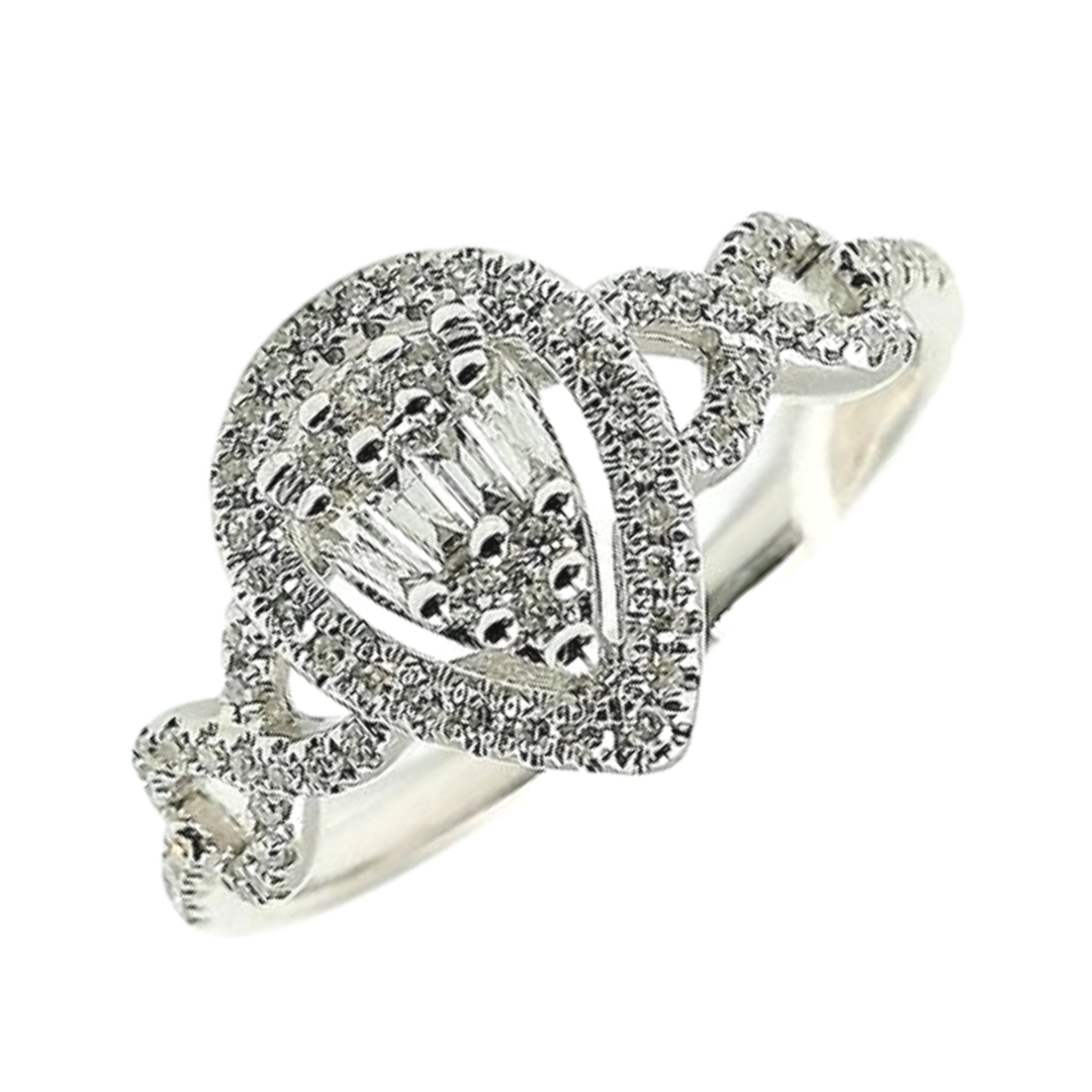 Pear Cut Illusion Diamond Infinity Engagement Ring 14K White Gold