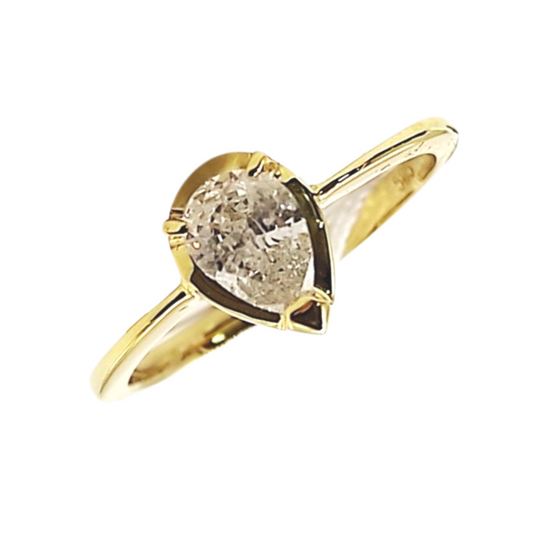 Pear Diamond Engagement Ring /Women's Ring 14K Yellow Gold