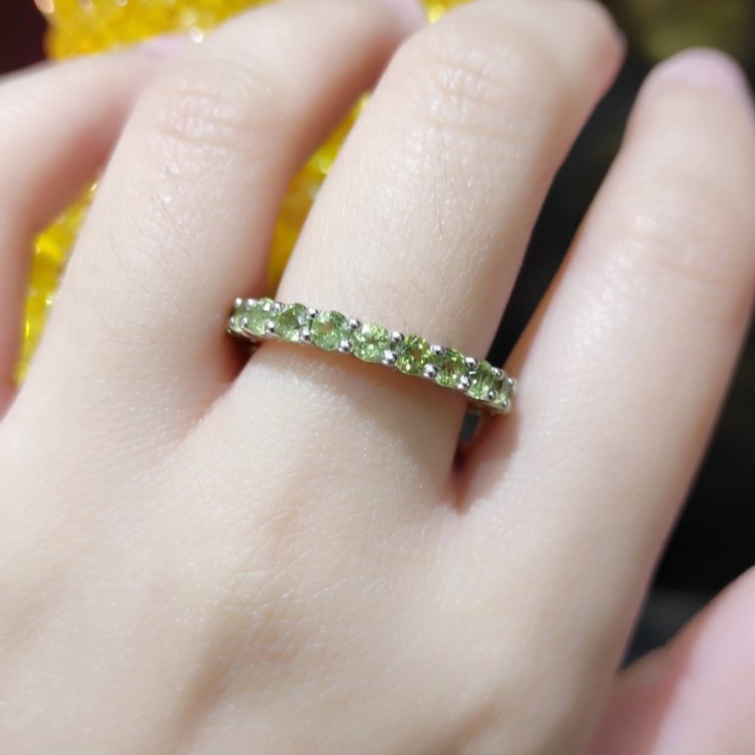 Peridot Eternity Ring 18K White Gold ZNZ Jewelry Affordagold