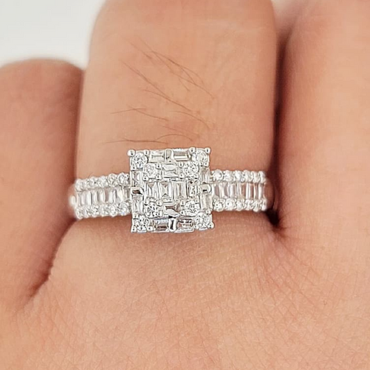 .39ctw Princess Illusion  Diamond Engagement/Women's Ring 18K White Gold