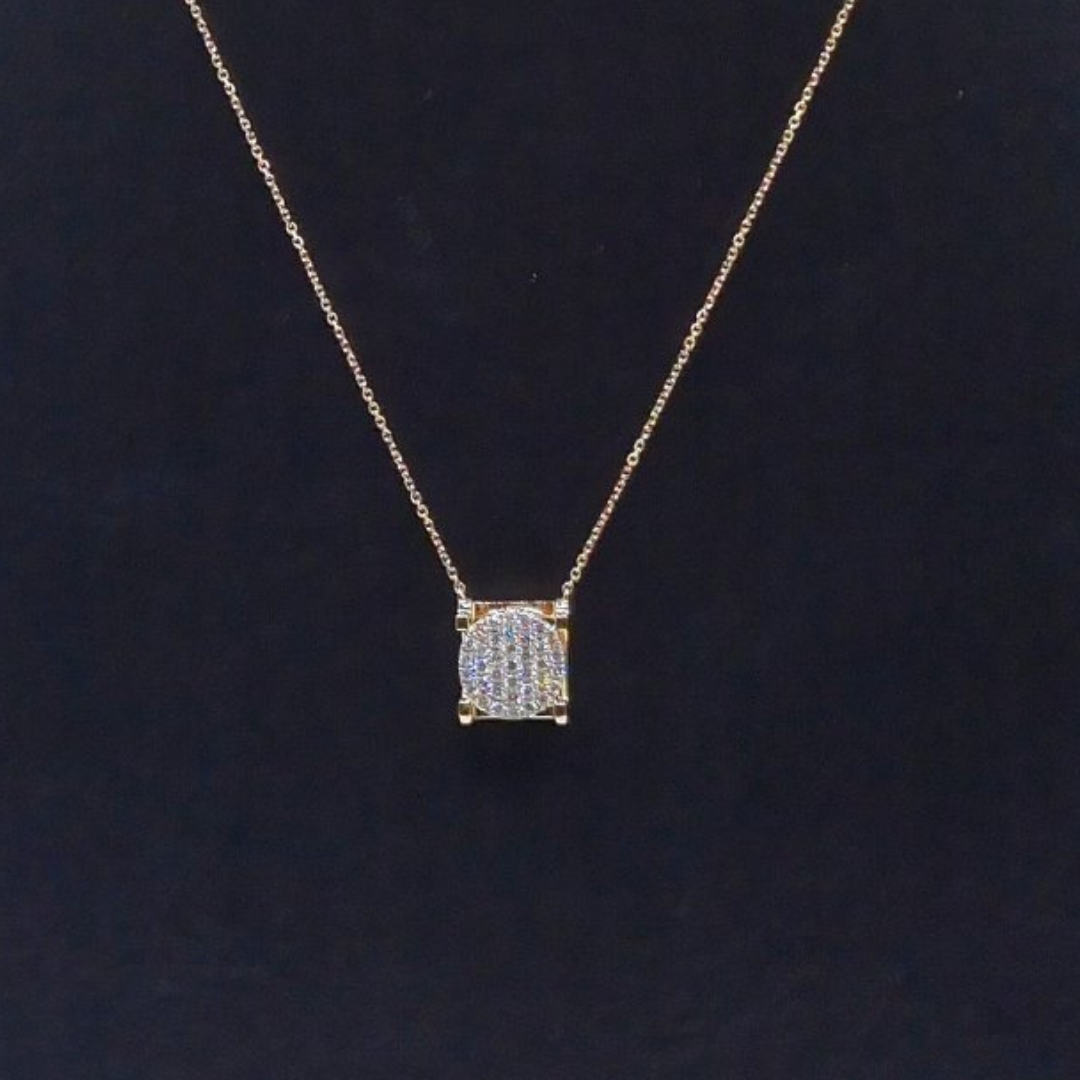 Round Illusion Diamond Necklace 14K Gold
