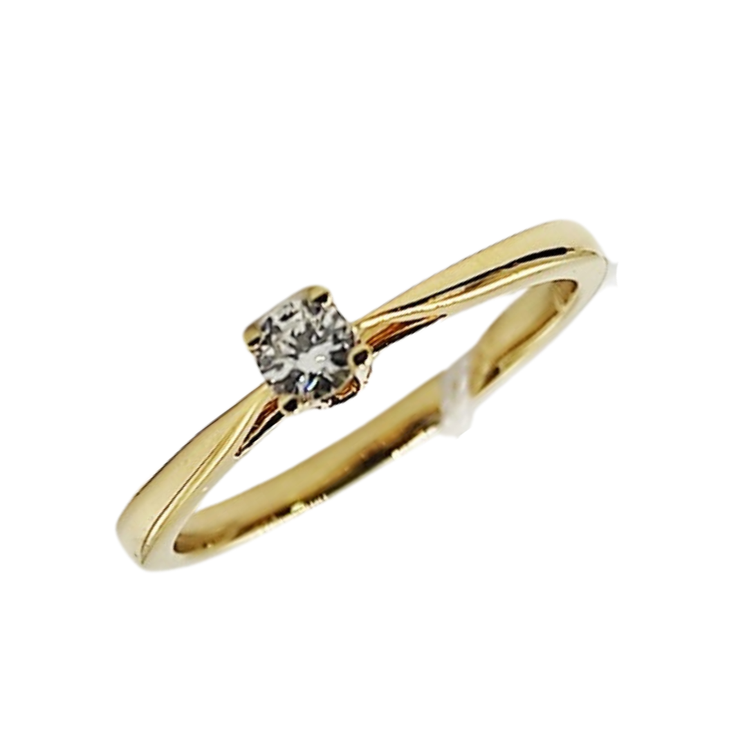 Solitaire Diamond Engagement Ring 14K Yellow Gold