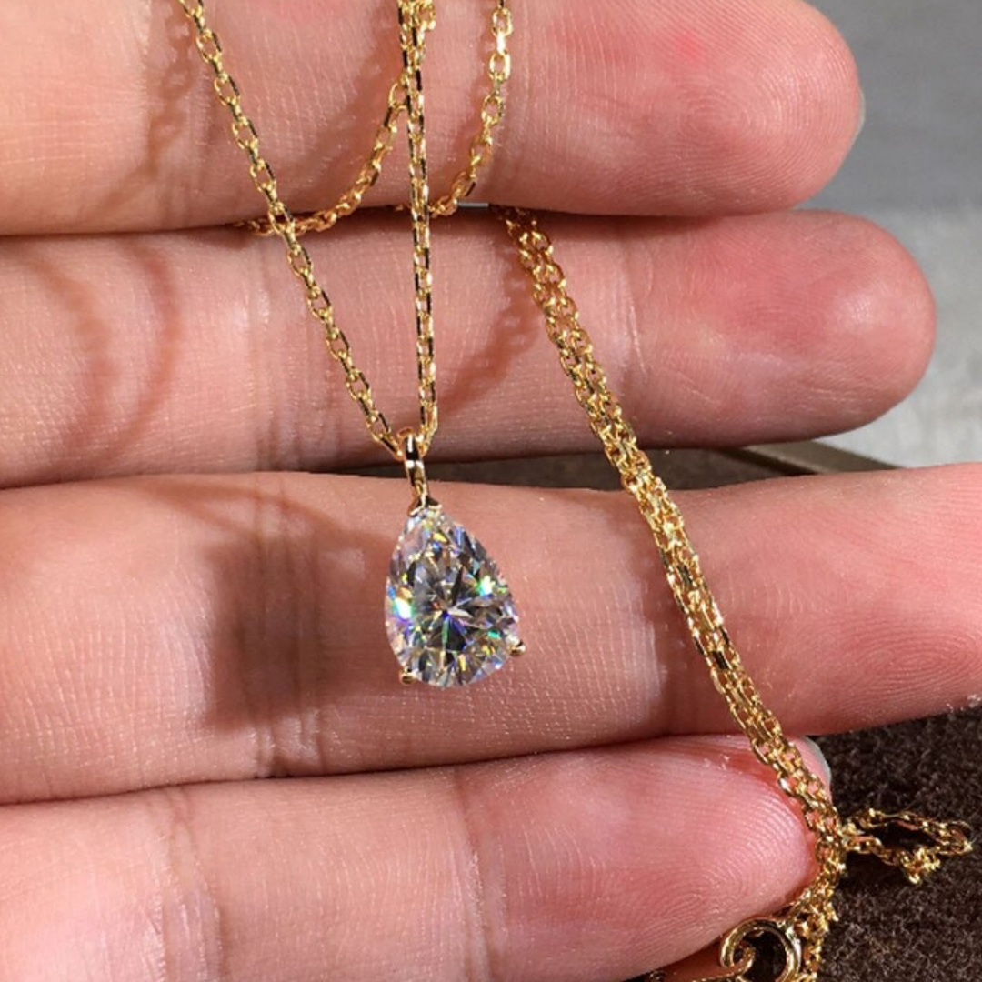 Sparkling Pear Moissanite Necklace