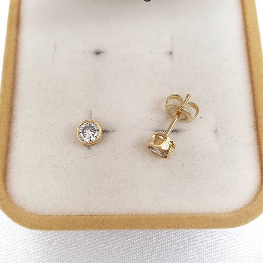 Stud Bezel Earrings 18K Gold