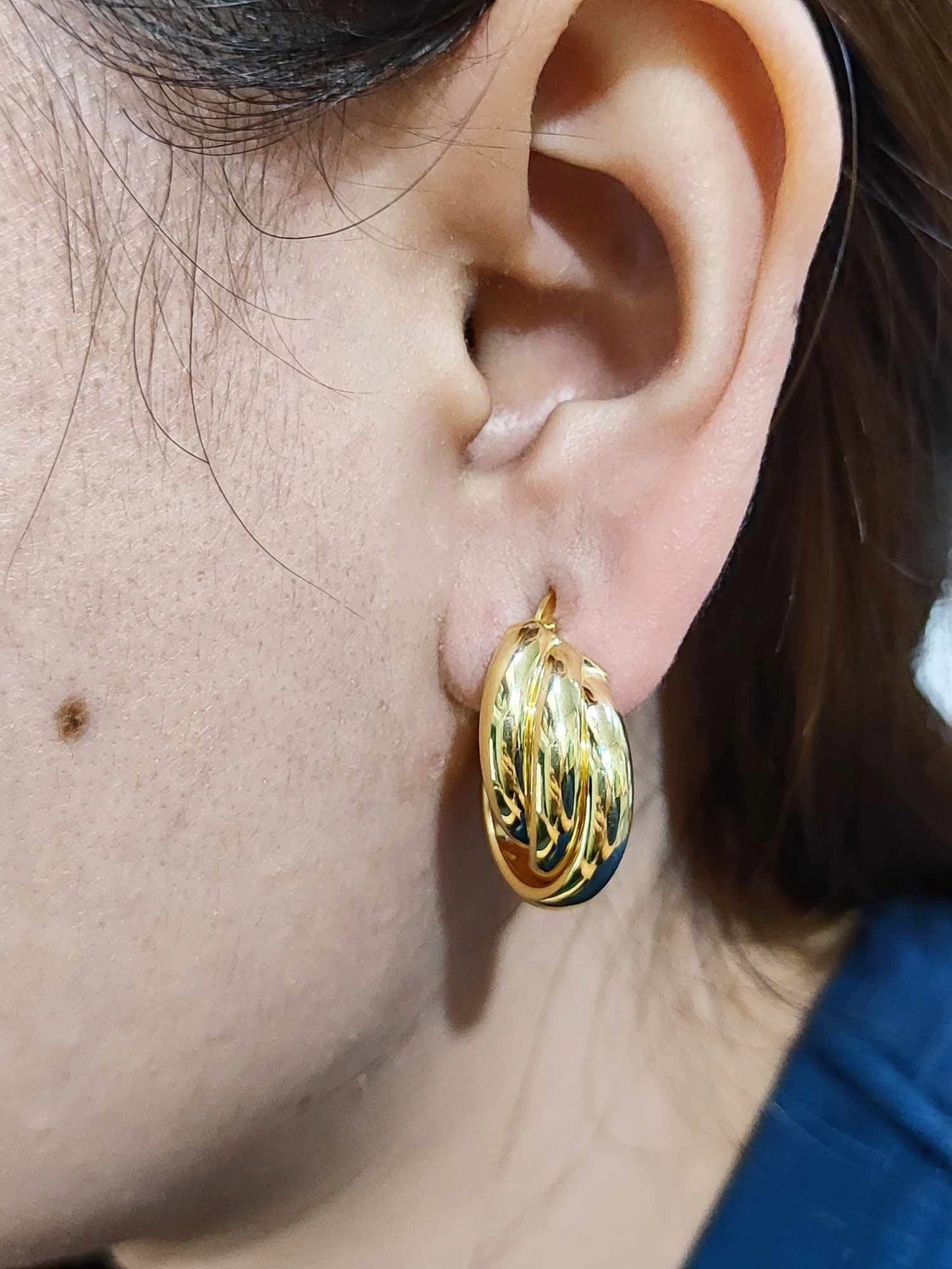Triple Hoop Earrings 18K Gold