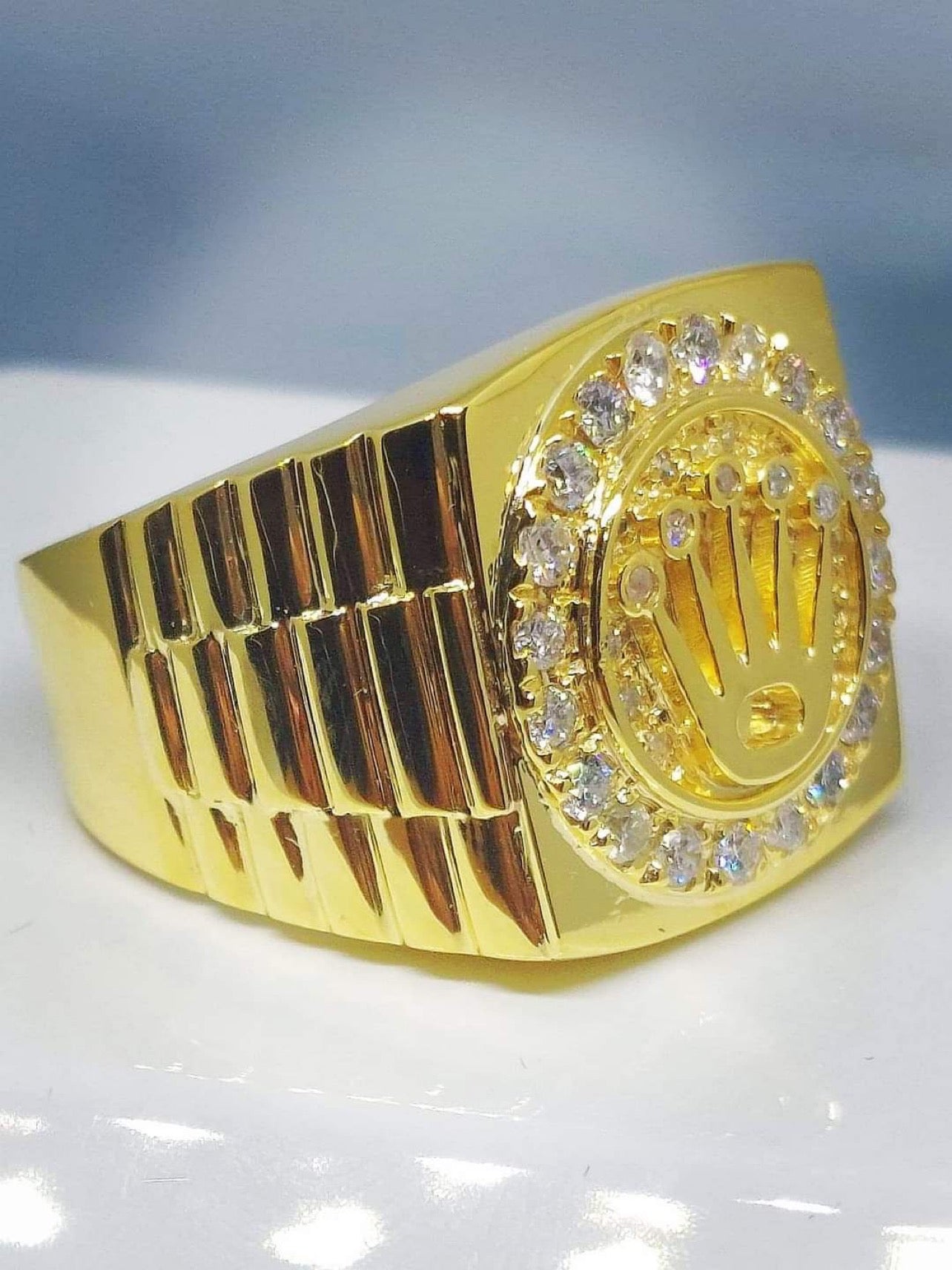 Crown Diamond Men's Ring 14K Gold