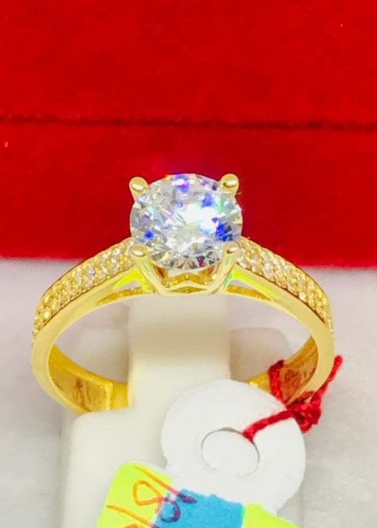 MELISSA Paved Engagement Ring 18K Gold, Ladies Ring, Anniversary Gift Ring