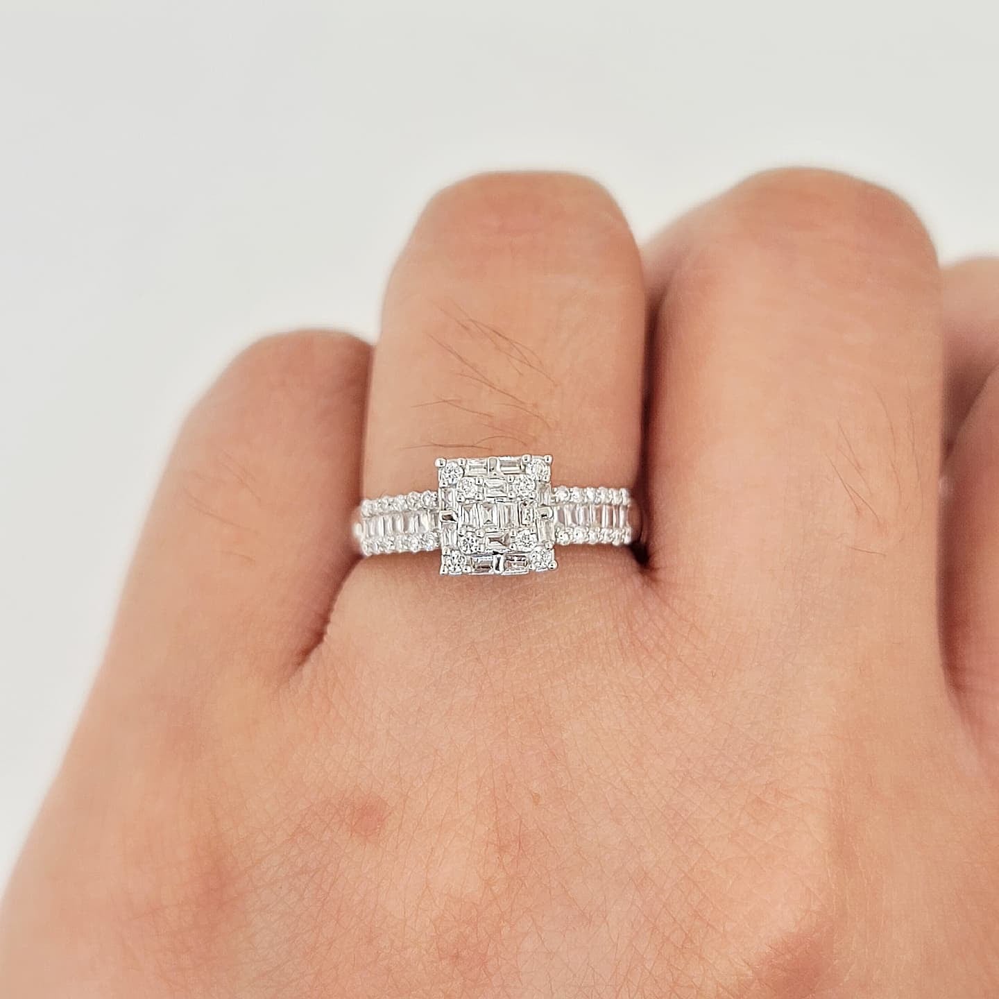 .39ctw Princess Illusion  Diamond Engagement/Women's Ring 18K White Gold