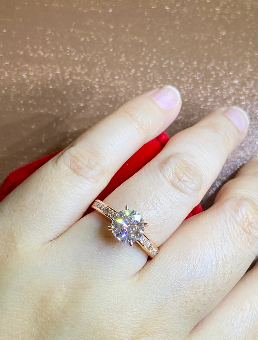 Cassandra Moissanite Engagement Ring in 18K Yellow Gold