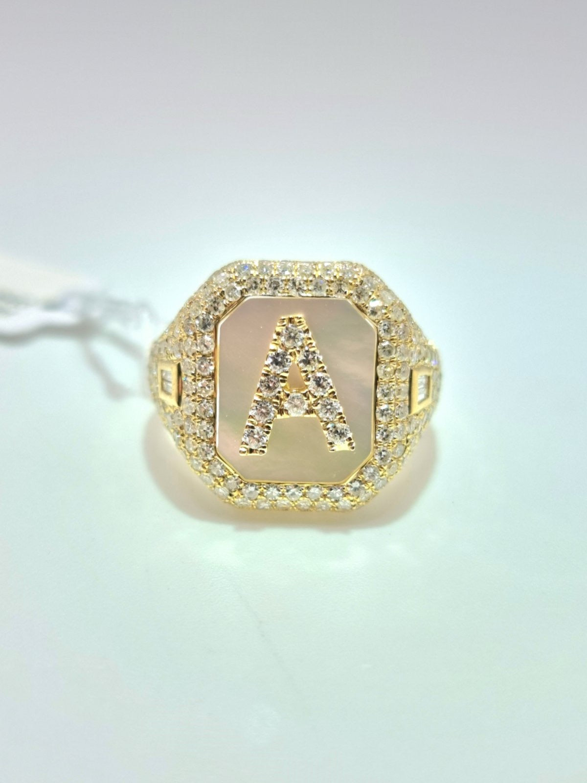 Diamond Initial Pinky Ring 14K Yellow Gold