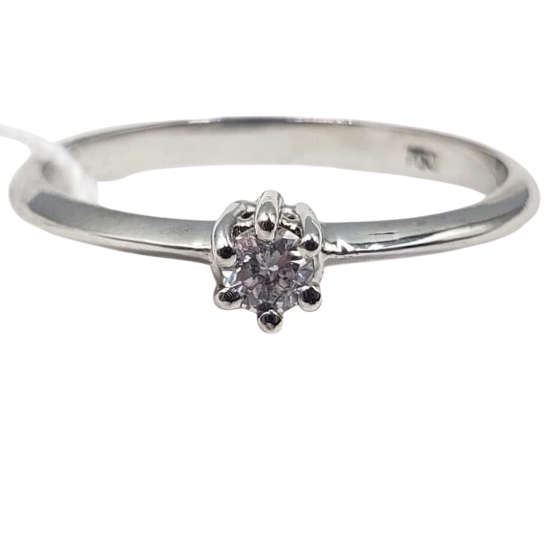 Diamond Engagement Ring, Ladies' Ring, Anniversary Gift, Birthday Gift, 18K White Gold, .10ct Diamond, EMERY