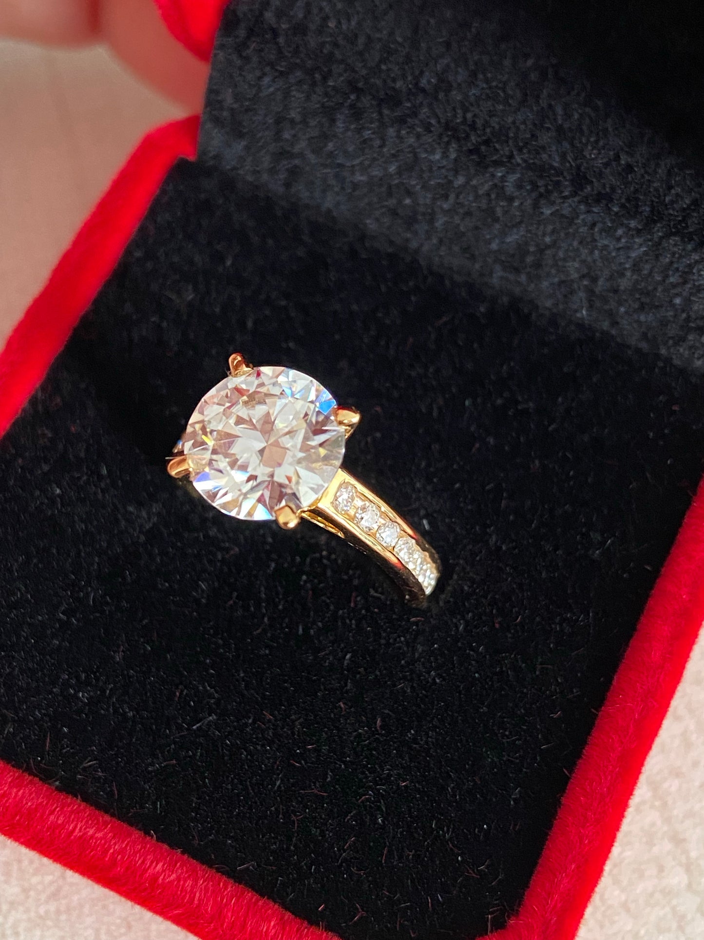 Cassandra Moissanite Engagement Ring in 18K Yellow Gold