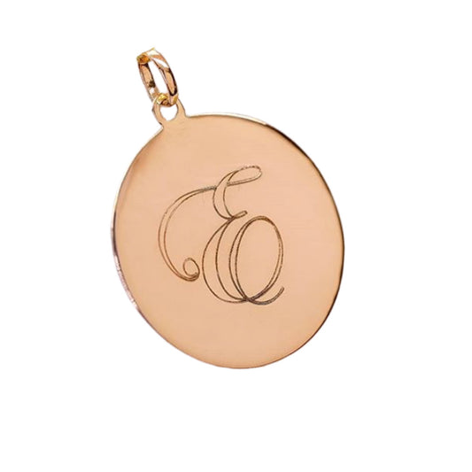 Letter Disc Pendant in 14k Yellow or White Gold,