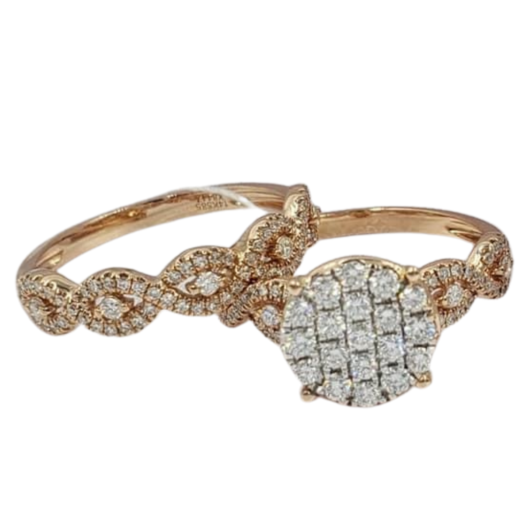 .75ctw Engagement Ring Half Eternity Wedding Ring Bridal Set 14K Gold