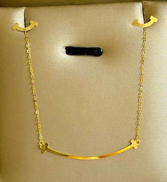 Smile Necklace & Earrings Jewelry Set in 18K Gold