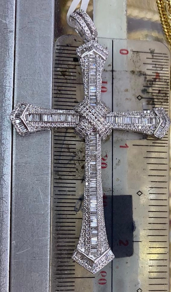 Diamond Cross Pendant 1.2ctw 14K Gold